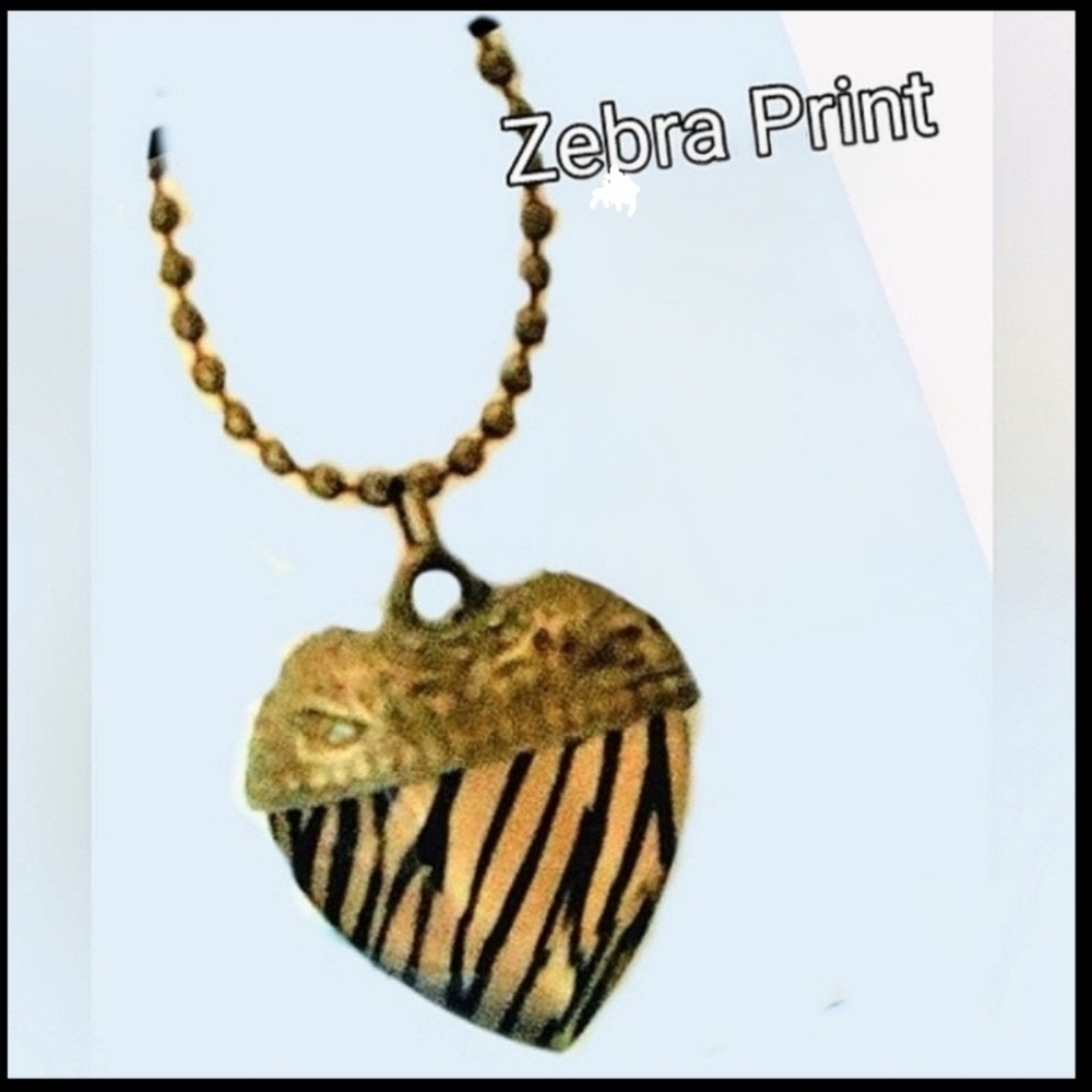 2 Pcs: Revlon Hair Band Scarf Wrap & Animal Print Resin Heart Pendant Necklace